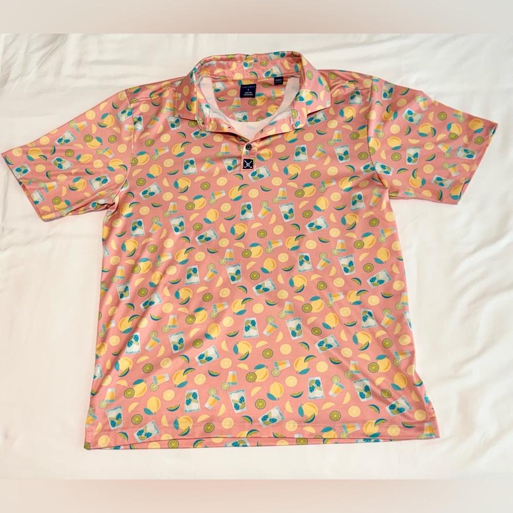 Con Struct Polo Shirt Mens Large Quick Dry Performance Cocktails Golf Polo